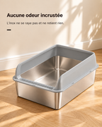 Bac à Litière en Acier Inoxydable — Aucune odeur incrustée, aucune rayure