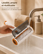 Compartiment rincé sous l'eau : lavable et réutilisable, sans recharge