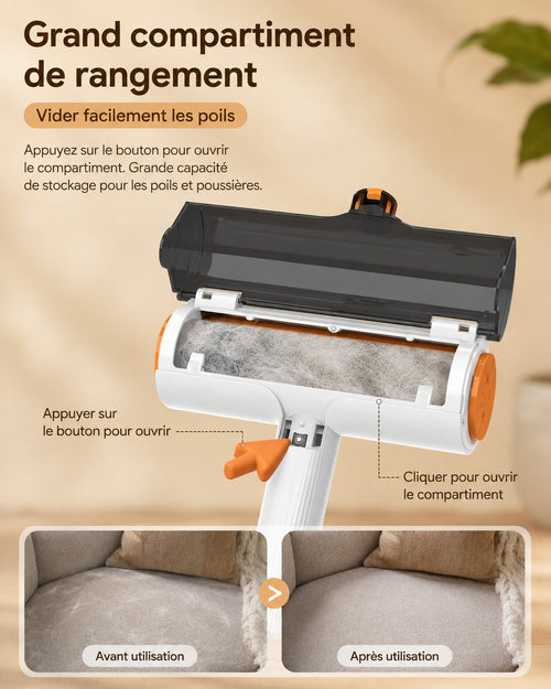 Grand compartiment de stockage et comparaison avant/après sur un canapé