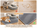 Avant et après utilisation : granulés répandus au sol contre sol propre avec le tapis